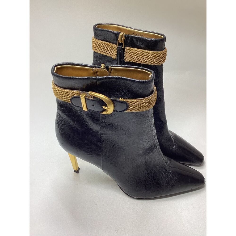 Donna‎ karan Sylvia Black & Gold stiletto  Bootie - Picture 5 of 17